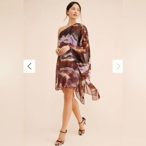 Halston Earth Strata Mini Dress Size 8 Retail $495